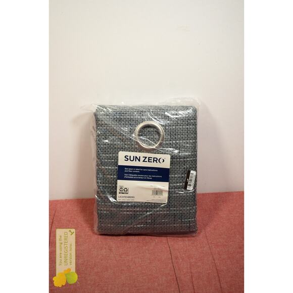 Sun Zero 84x52" Kline Burlap Weave Thermal Blackout Grommet Curtain Panel Navy* - Picture 2 of 4